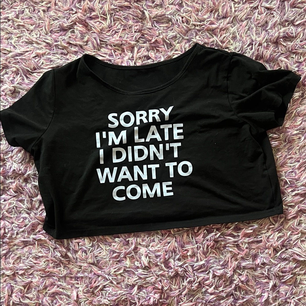 Black Graphic Crop Top